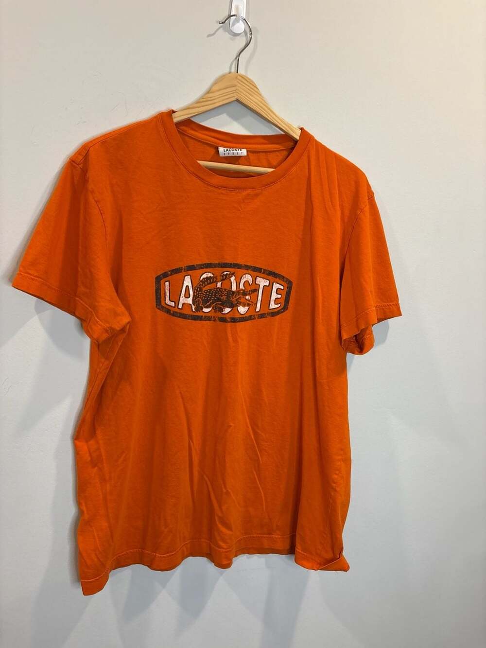 Vintage Lacoste Sport Orange Graphic Logo T-Shirt Size 6